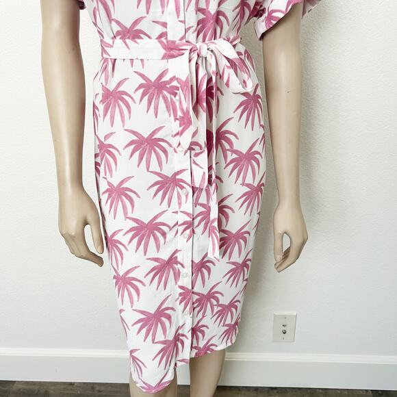 [Anthropologie] x Fabienne Chapot Pink Pretty Palms Boyfriend Cara Dress NWT 12 - Picture 6 of 11